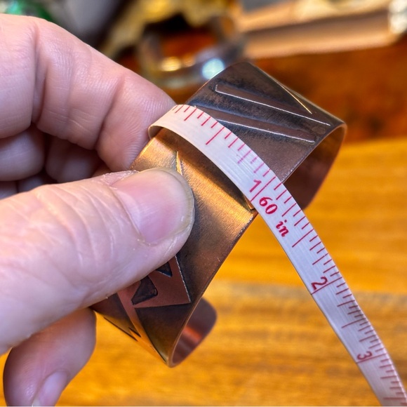 Solid Copper Cuff with Geometric Pattern - Picture 7 of 8